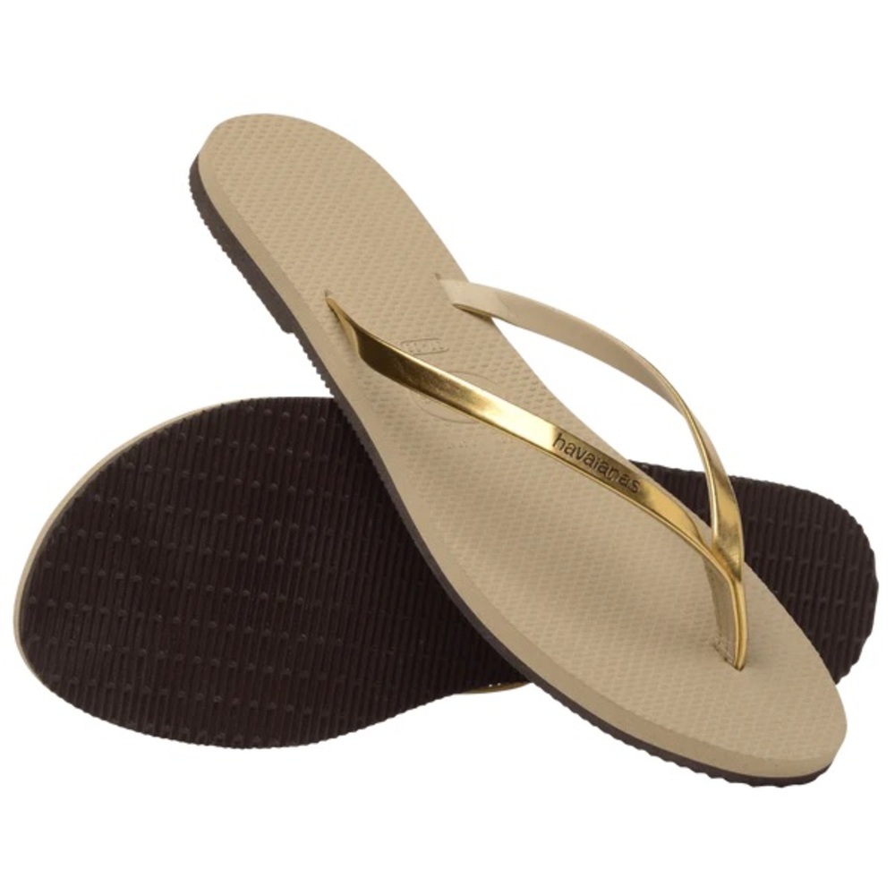 Havaianas Women's You Metallic Flip Flops Golden Sand Metallic